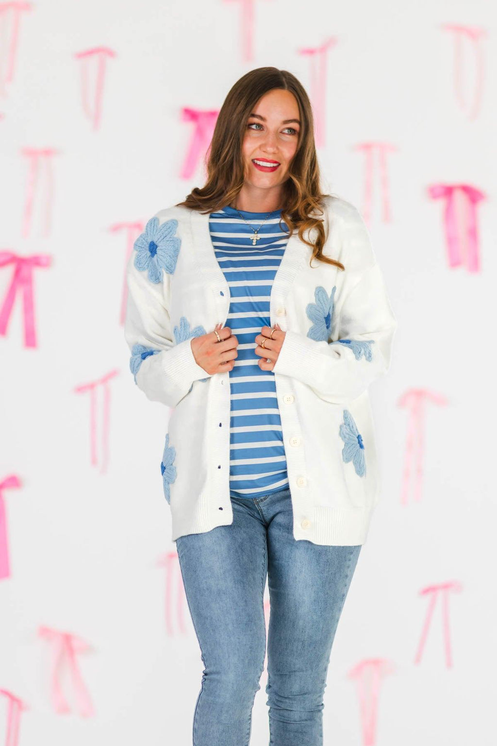 Mom & Me - Blue Flower Sweater Set