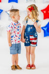 Stars & Stripes Sequin Denim Overalls | Sparkle in Pink