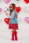 "Mini" Sequin Heart Denim Jacket | Sparkle in Pink