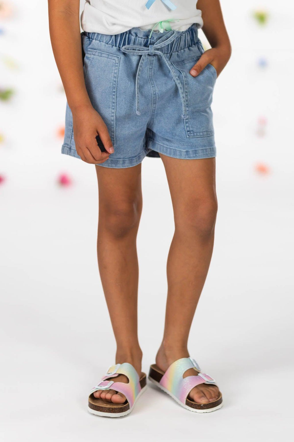 Pastel Bow Denim Short Set | Sparkle in Pink