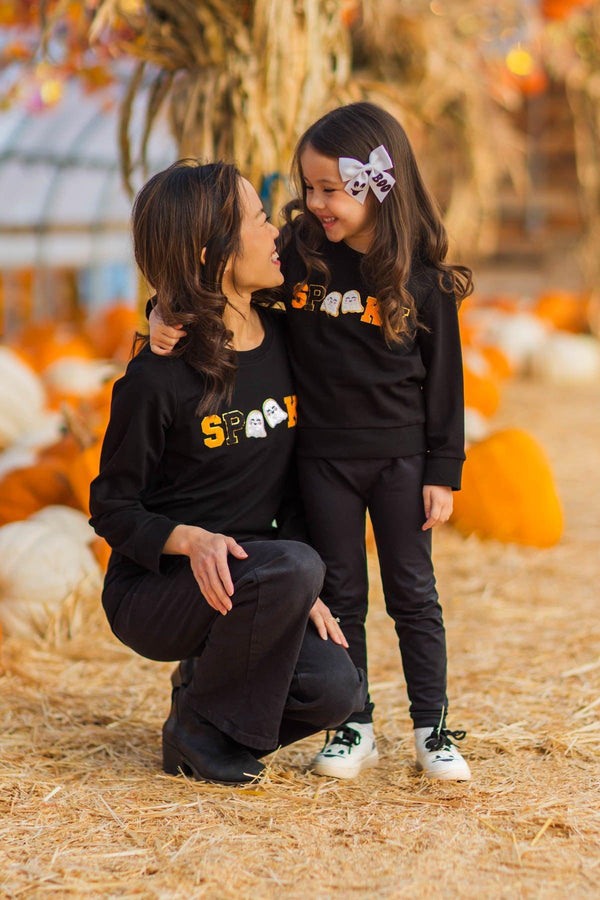 Mom & Me - "Spooky" Black Chenille Patch Top