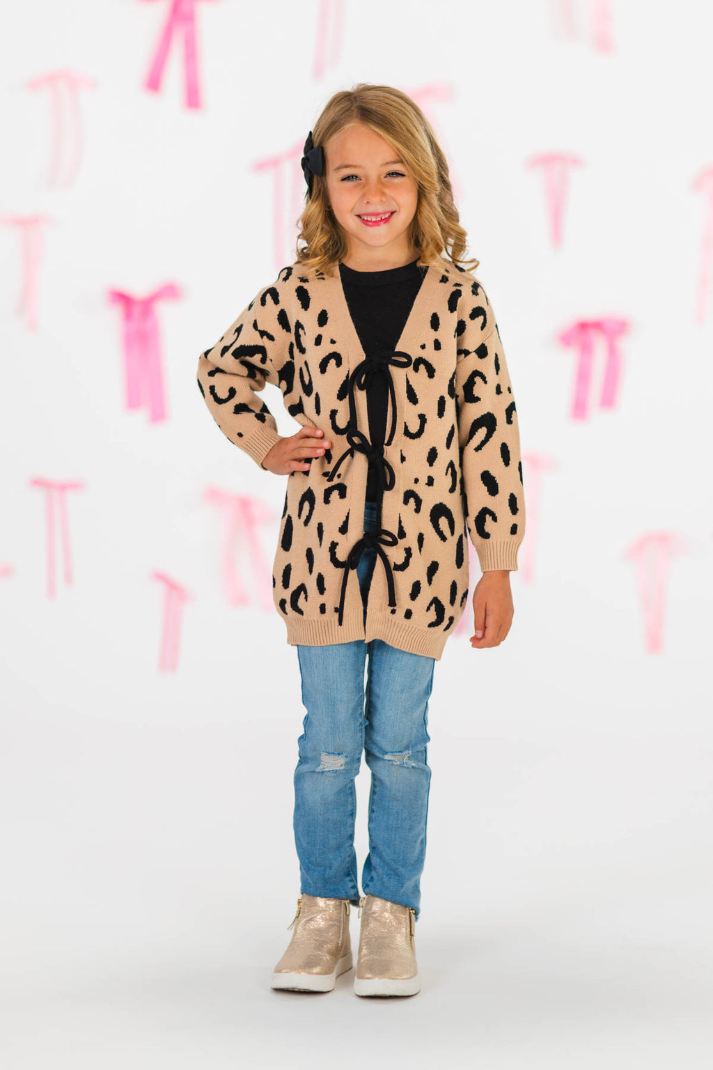 Mom & Me - Leopard Print Lace-Up Cardigan