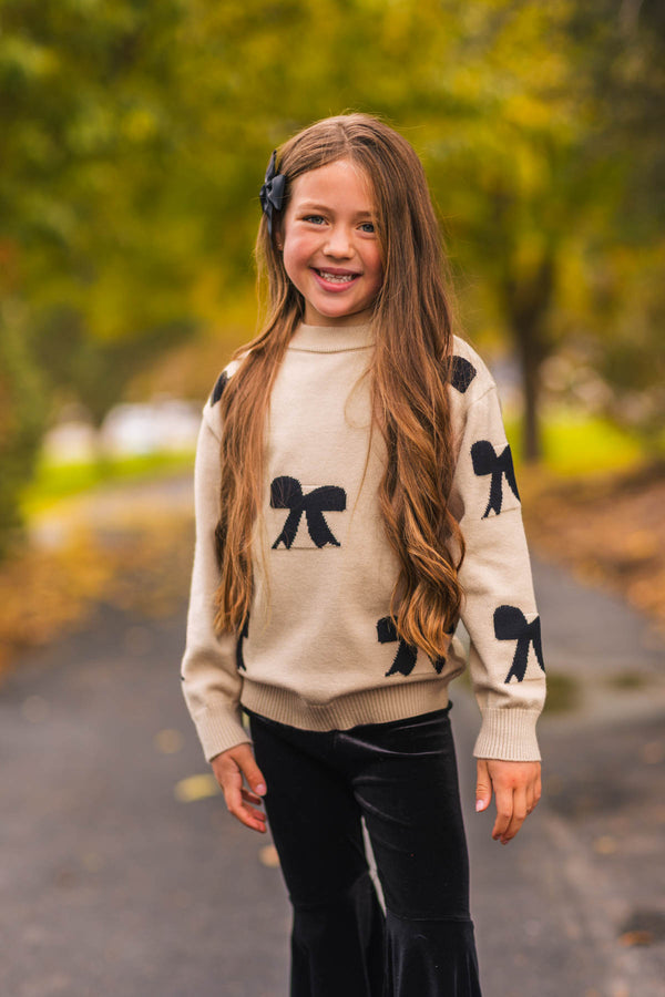 Mom & Me - Tan Bow Sweater & Pant Set