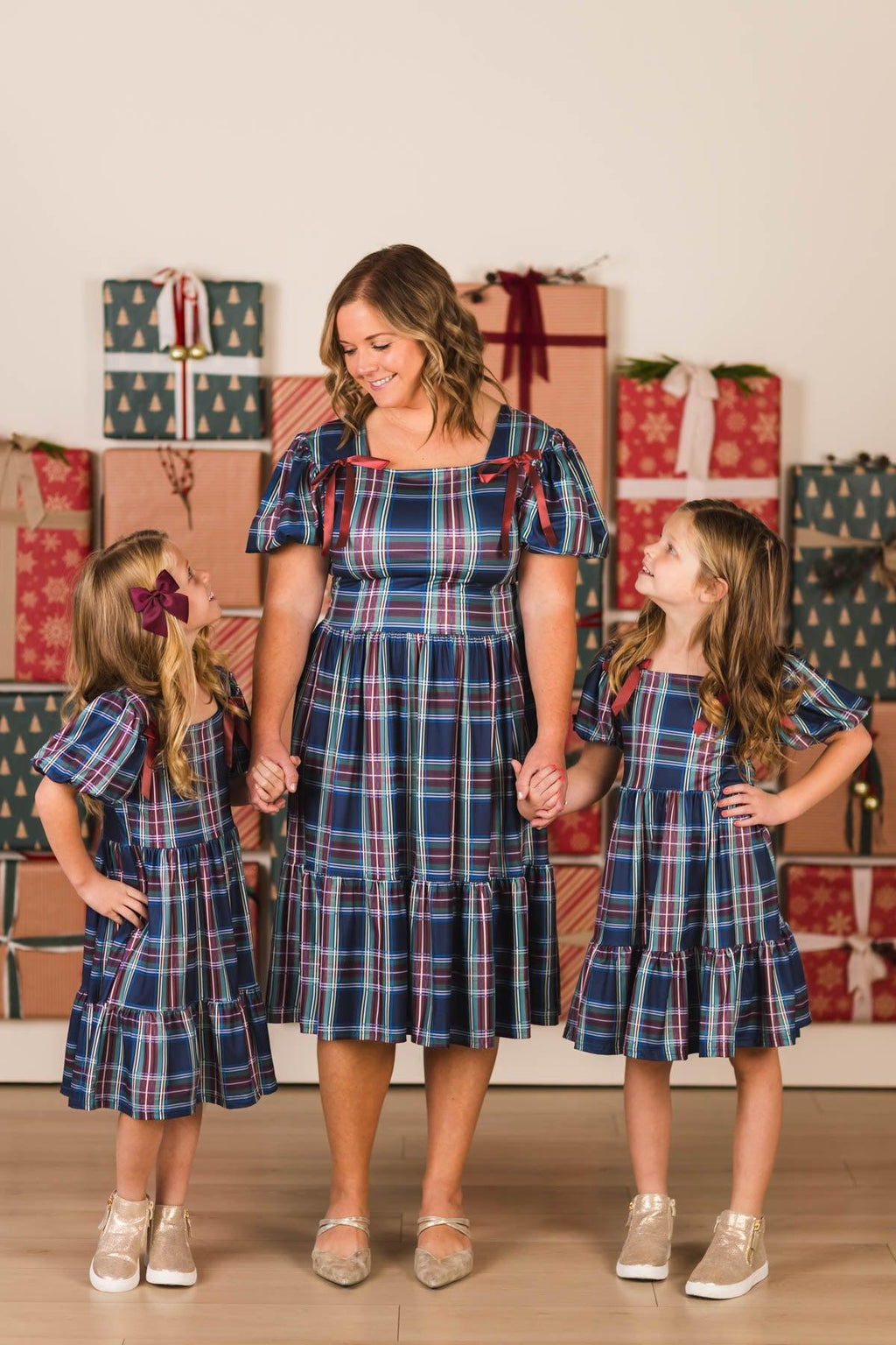 Family Green & Blue Plaid Dresses & Tops