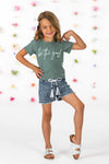 "Be The Good" Denim Short Set | Sparkle in Pink