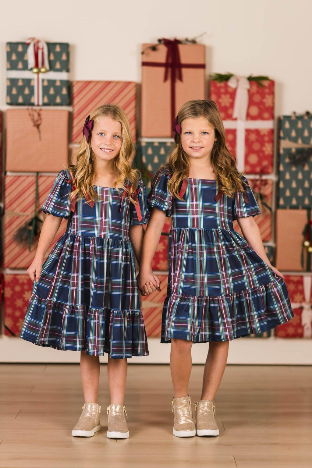 Family Green & Blue Plaid Dresses & Tops