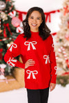Mom & Me - Red Pearl Bow Sweater