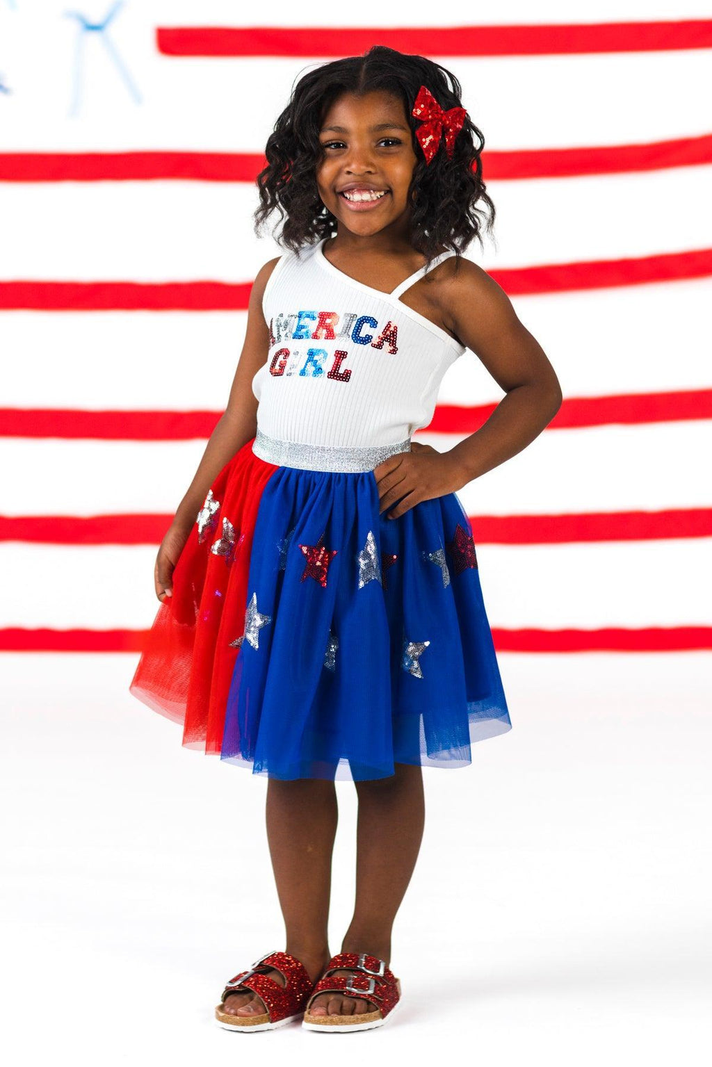 "America Girl" Tulle Skirt Set | Sparkle in Pink
