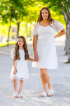 Mom & Me - White Glitter Daisy Tulle Dress | Sparkle in Pink