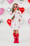 Red & Pink Bow Sweater Dress | Sparkle in Pink