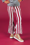 "Fall Vibes" Burgundy Striped Bell Bottom Set | Sparkle in Pink