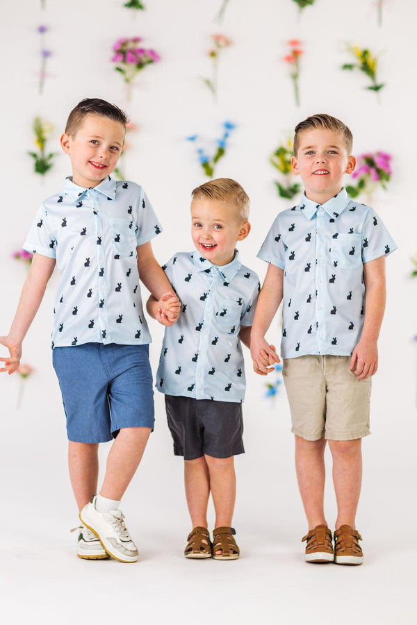 Blue Bunny Button Down | Sparkle in Pink