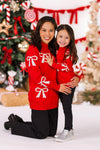Mom & Me - Red Pearl Bow Sweater