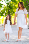 Mom & Me - White Glitter Daisy Tulle Dress | Sparkle in Pink