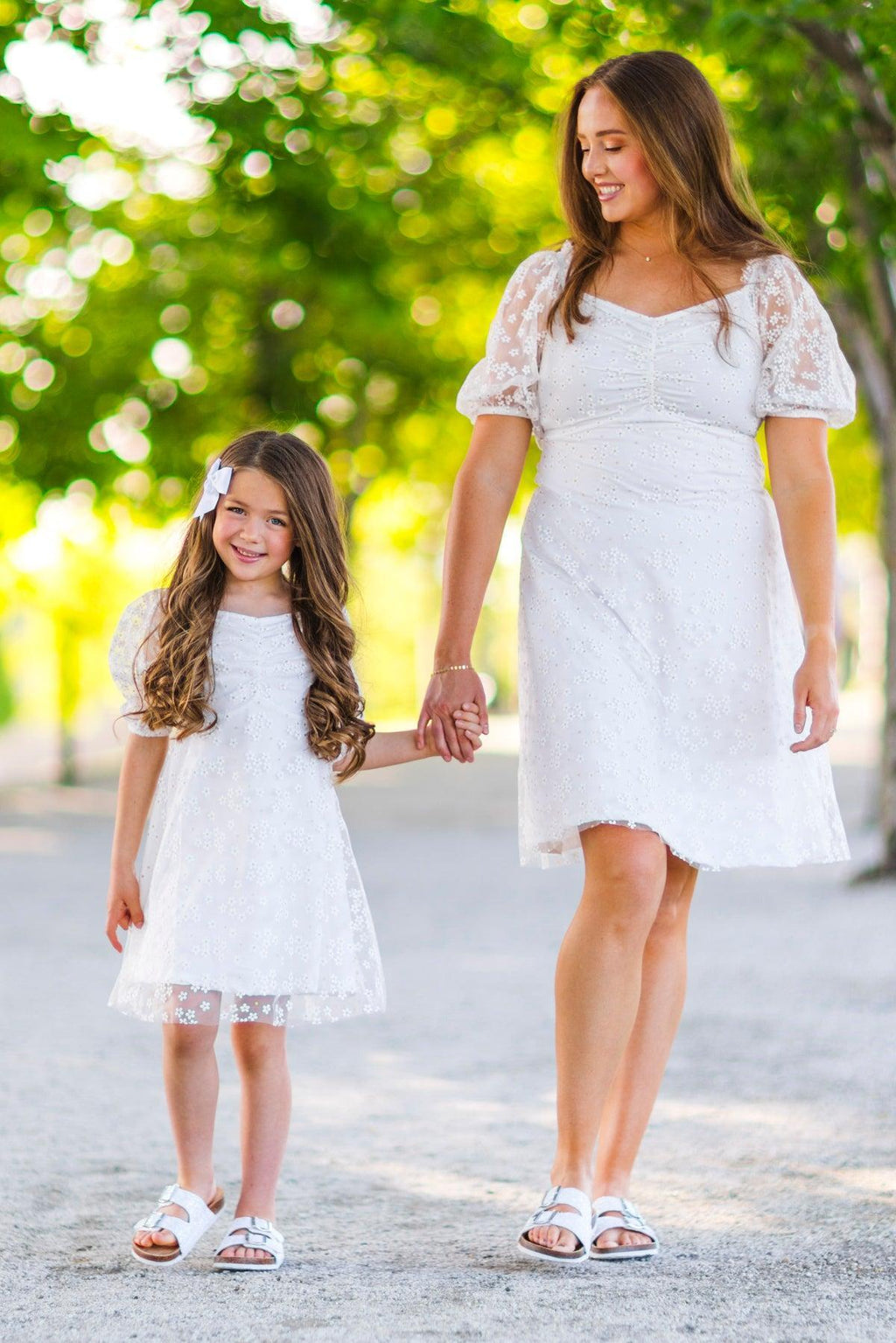 Mom & Me - White Glitter Daisy Tulle Dress | Sparkle in Pink