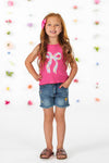 Hot Pink Floral Bow Denim Short Set | Sparkle in Pink