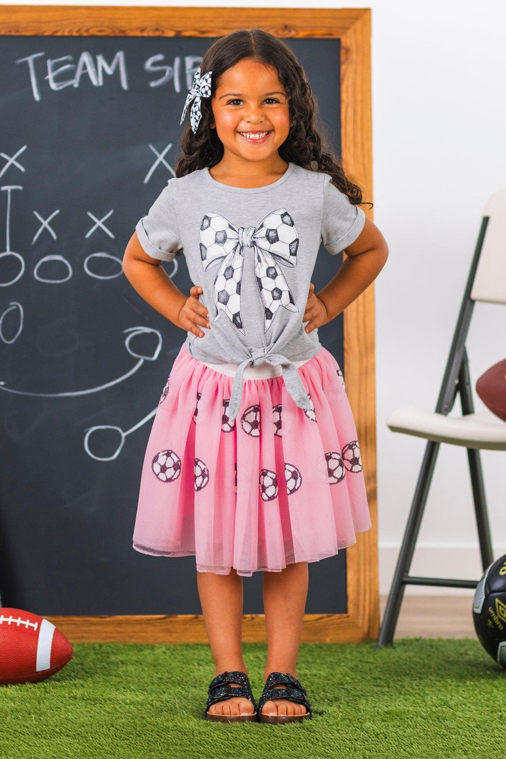 Pink Sequin Soccer Tutu Skirt Set | Sparkle in Pink