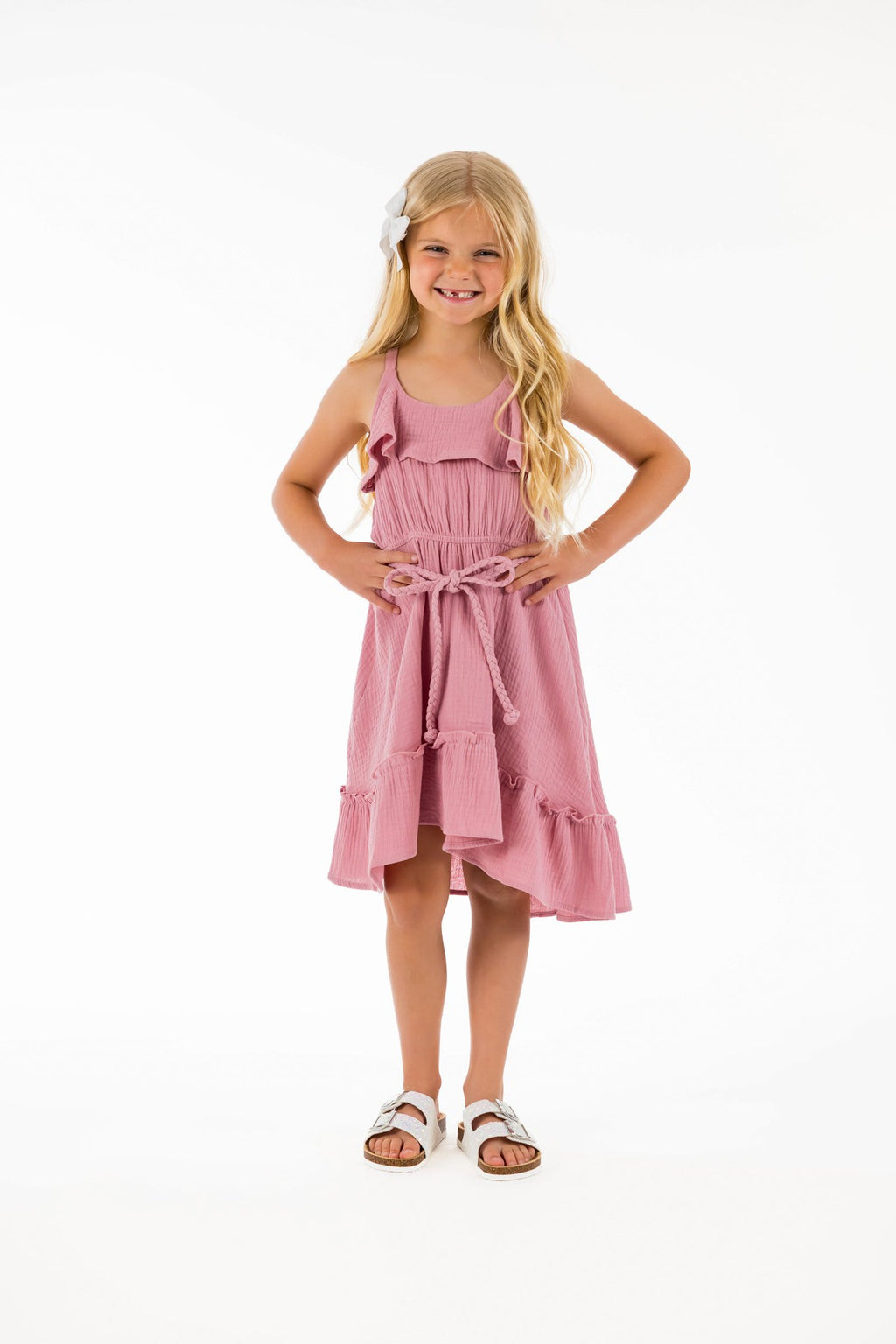 Hi-Low Ruffle Dress - Sparkle in Pink