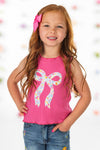 Hot Pink Floral Bow Denim Short Set | Sparkle in Pink