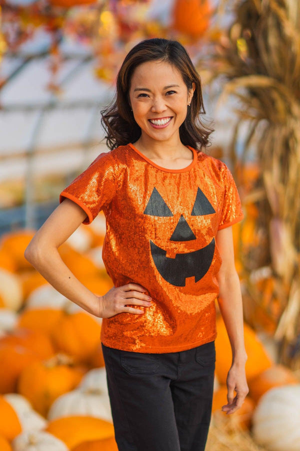 Mom & Me - Sequin Jack-O'-Lantern Top