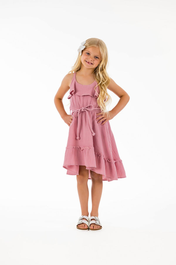 Hi-Low Ruffle Dress - Sparkle in Pink