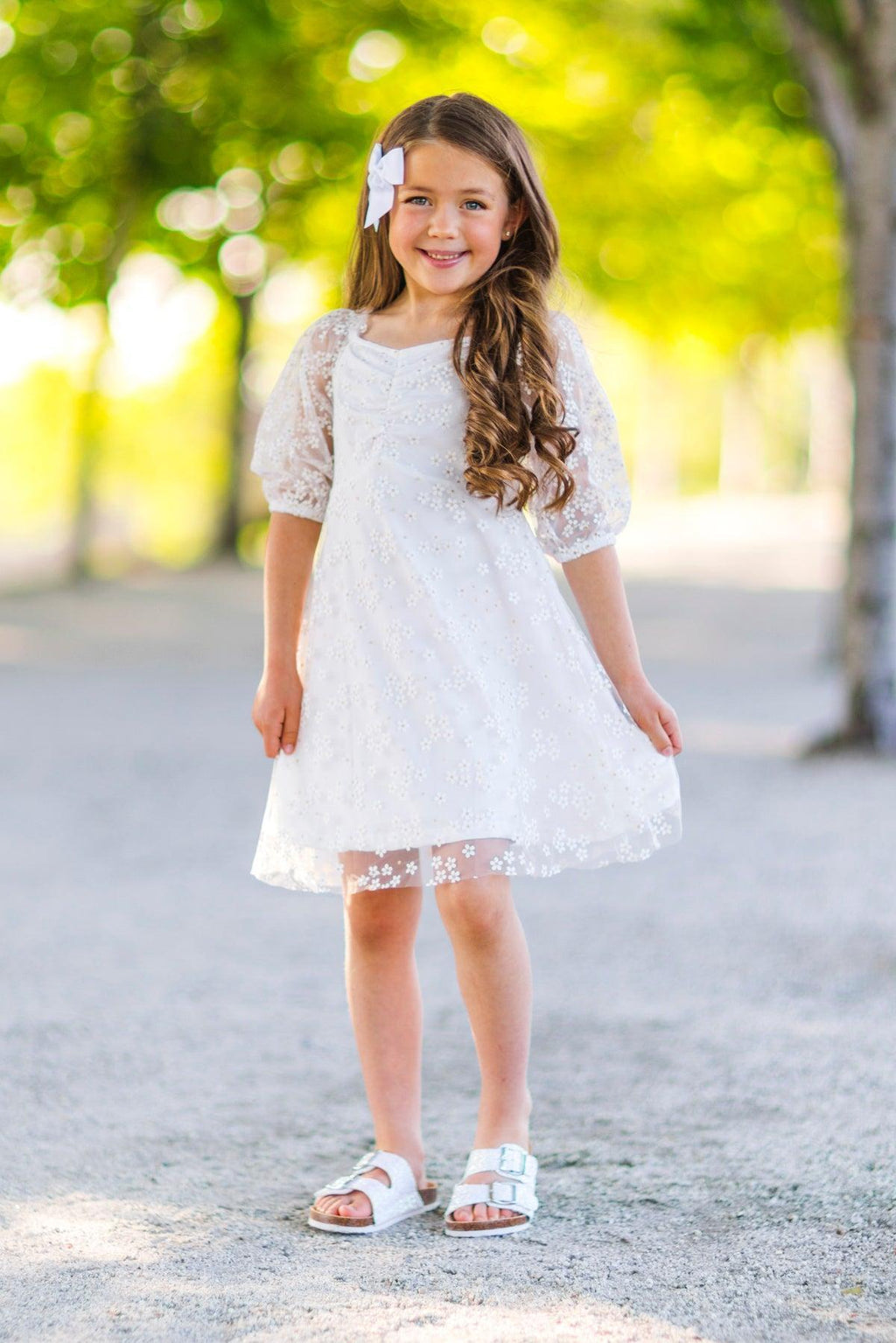 Mom & Me - White Glitter Daisy Tulle Dress | Sparkle in Pink