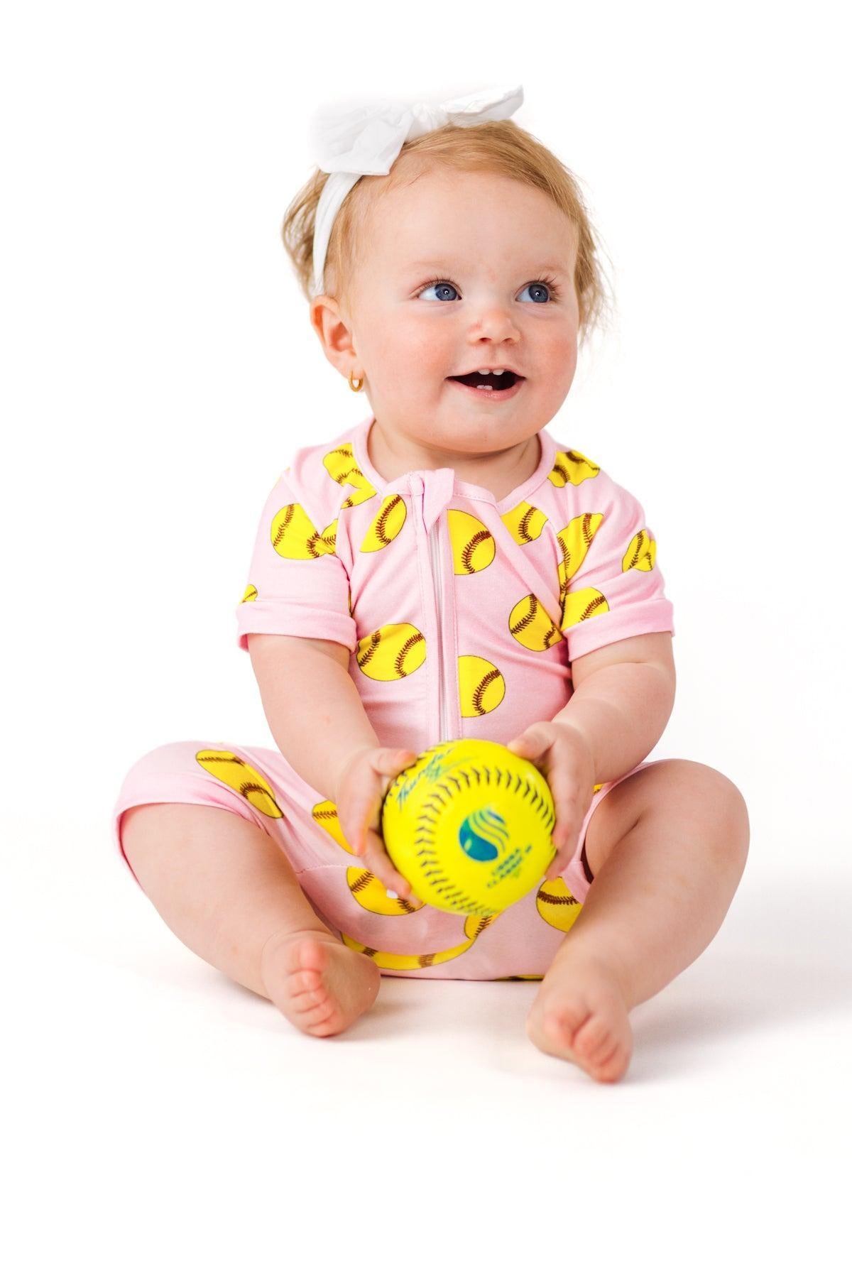 Pink Bamboo Softball Onesie