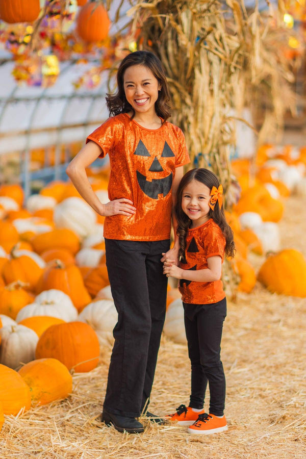 Mom & Me - Sequin Jack-O'-Lantern Top