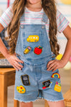 School Patch Denim Overall Set | Sparkle in Pink