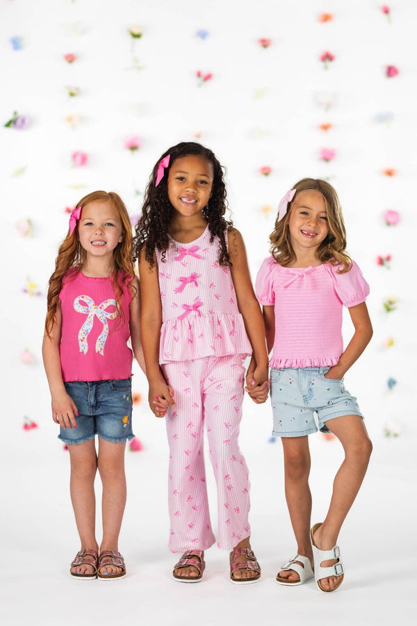 Pink Bow Striped Pant Set | Sparkle in Pink