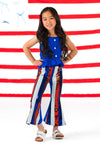 Blue Striped Sequin Bell Bottom Set | Sparkle in Pink
