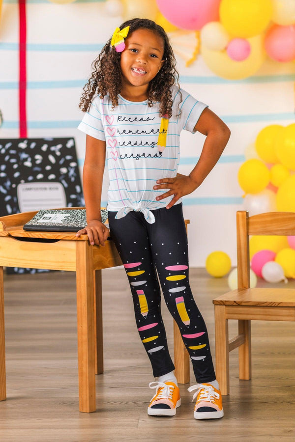 "Recess, Homework..." Legging Set | Sparkle in Pink