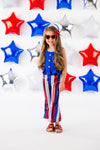 Blue Striped Sequin Bell Bottom Set - Sparkle in Pink