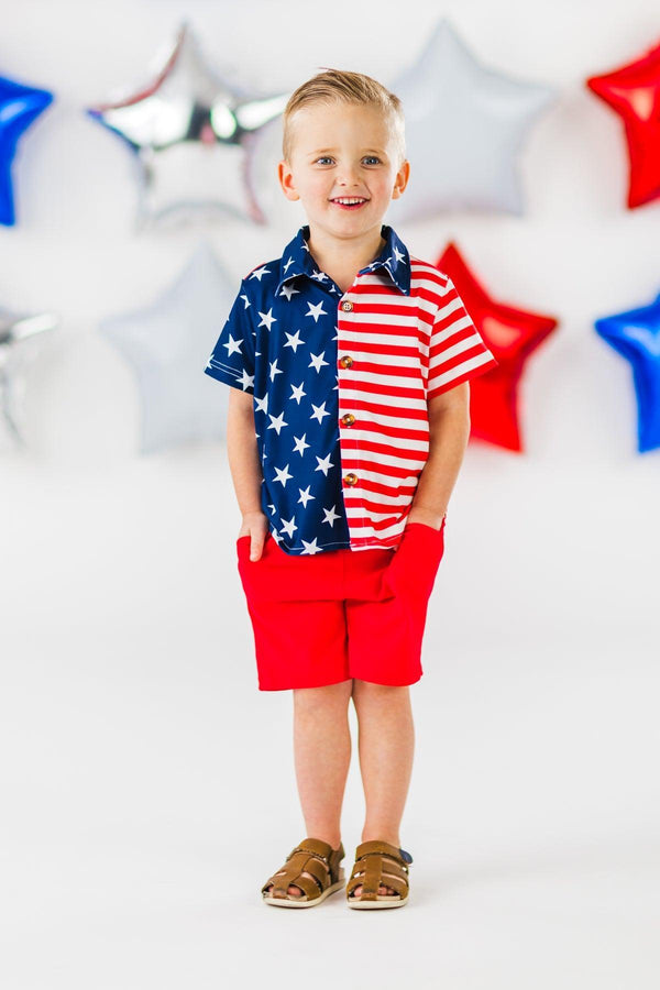 Patriotic American Flag Short Set | Sparkle in Pink