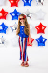 Blue Striped Sequin Bell Bottom Set - Sparkle in Pink