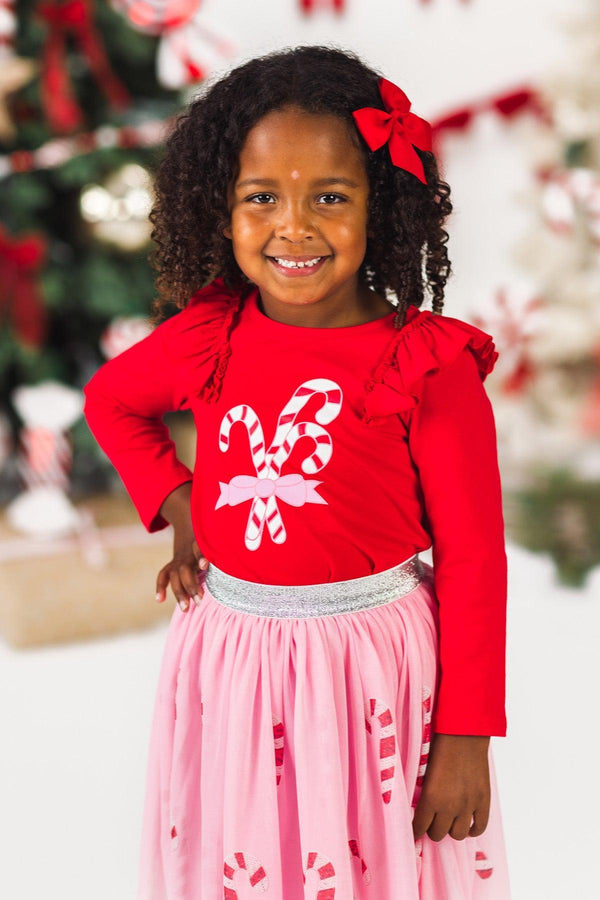 Red & Pink Candy Cane Tutu Skirt Set