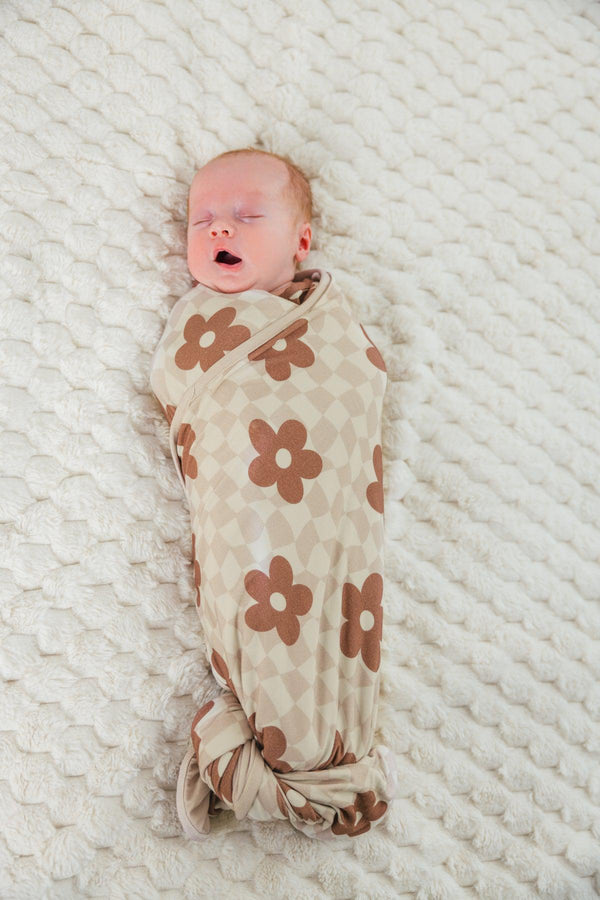 Bamboo Checkered Blossoms Double Sided Blanket | Sparkle in Pink
