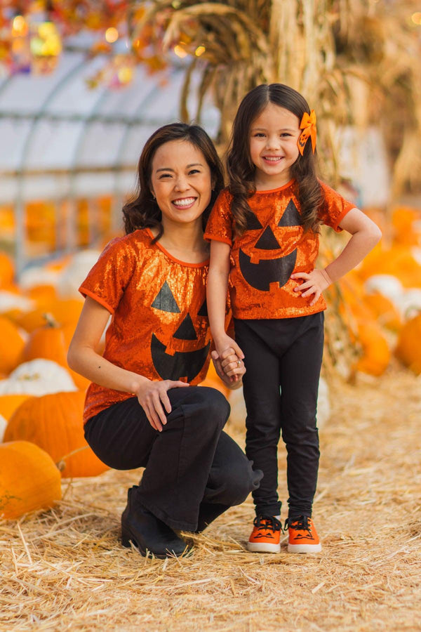 Mom & Me - Sequin Jack-O'-Lantern Top