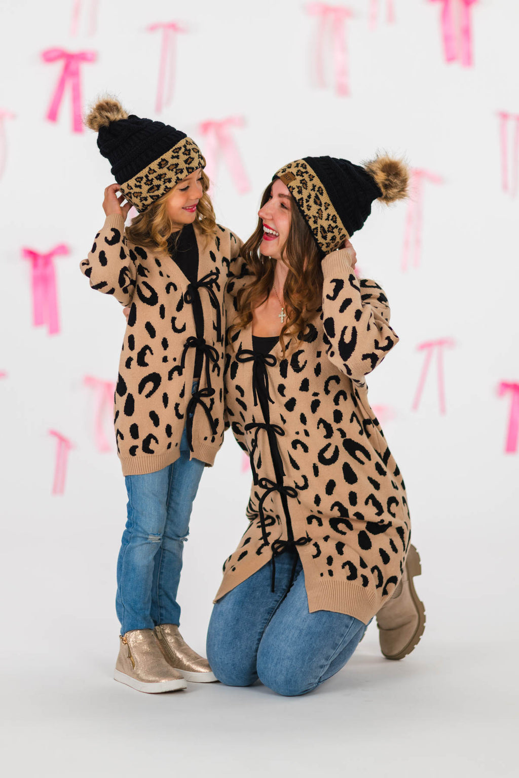 Mom & Me - Leopard Print Lace-Up Cardigan