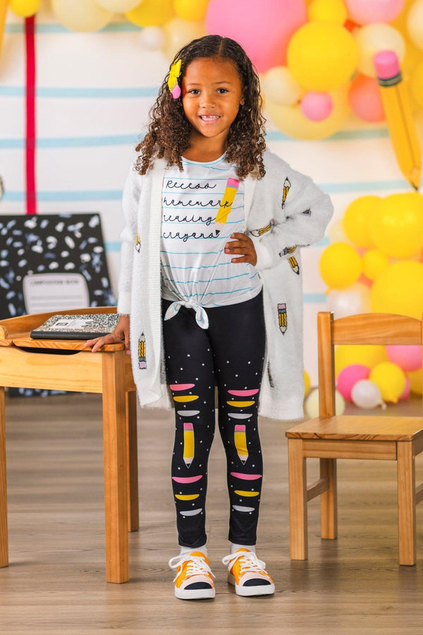 "Recess, Homework..." Legging Set | Sparkle in Pink