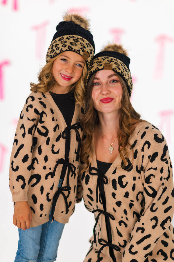 Mom & Me - Leopard Print Lace-Up Cardigan