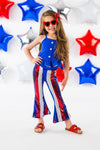 Blue Striped Sequin Bell Bottom Set - Sparkle in Pink