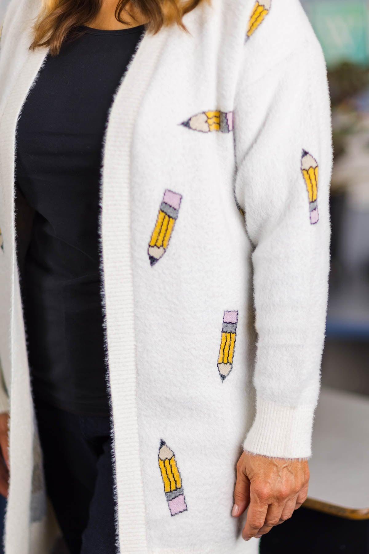 Mom & Me - White Pencil Cardigan | Sparkle in Pink