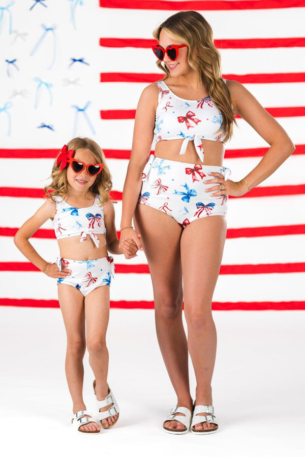 Mom & Me - Red White & Blue Bow Bikini | Sparkle in Pink