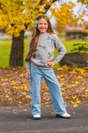 Mom & Me - Gray Bow Knit Sweater & Denim Pant Set