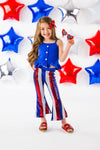 Blue Striped Sequin Bell Bottom Set - Sparkle in Pink