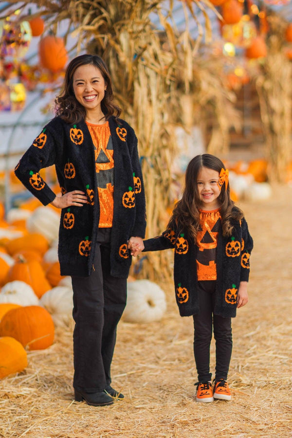 Mom & Me - Cozy Jack-O'-Lantern Cardigan