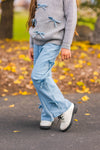Mom & Me - Gray Bow Knit Sweater & Denim Pant Set