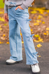 Mom & Me - Gray Bow Knit Sweater & Denim Pant Set