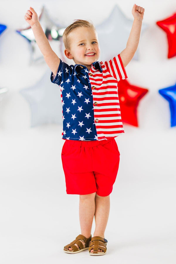Patriotic American Flag Short Set | Sparkle in Pink